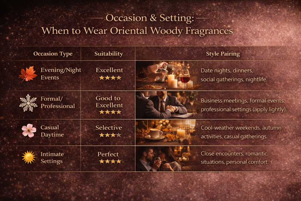 When to wear Oriental Woody Fragrance